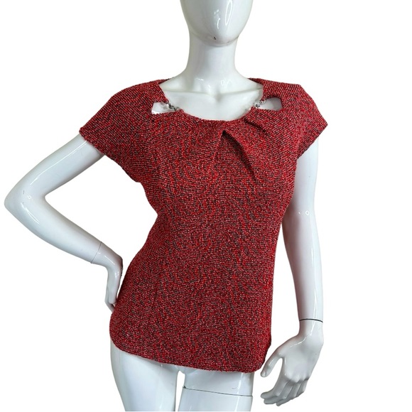 7th Ave New York & Co textured blouse top career cutout neck detail career XL - Picture 4 of 15